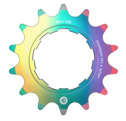 BOX Hex Lab 3/32" CNC Titanium Cogs - Rainbow variant 2