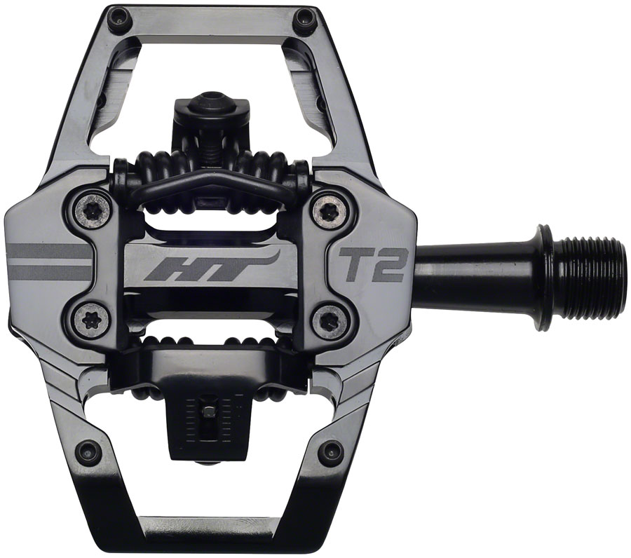 HT Components T2 Pedals - Dual Sided Clipless Platform Aluminum 9/16" Stealth BLK HT Components T2 Pedals - Dual Sided Clipless Platform Aluminum 9/16" Stealth BLK