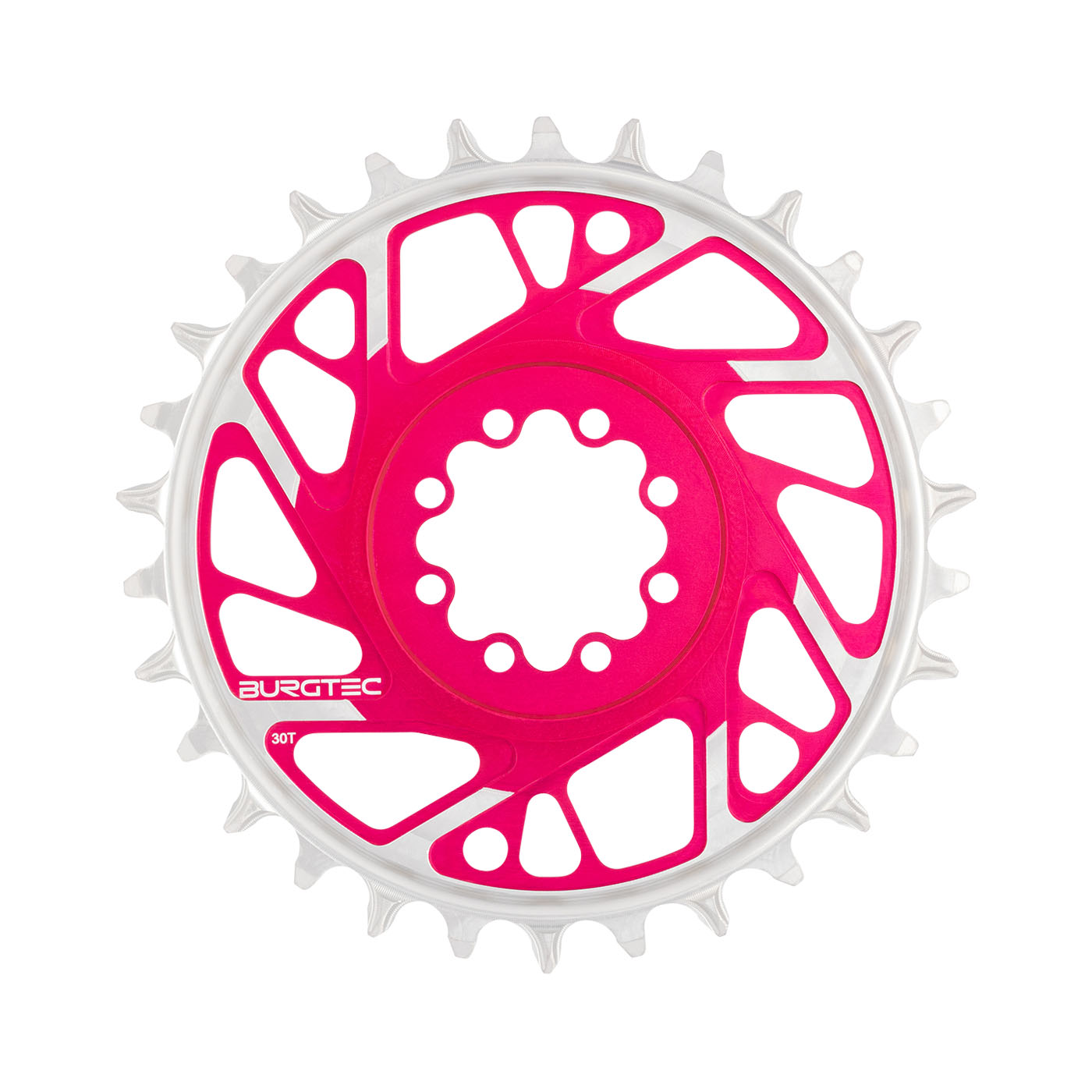 Burgtec 3mm Offset Thick Thin Chainring SRAM 8-Bolt 30T Pink