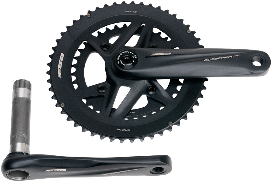 Full Speed Ahead Gossamer Pro 2x Crankset - 160mm 52/36t For Shimano 12-Speed HG+ DM/90 BCD MegaExo Spindle BLK