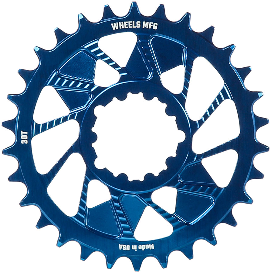 Wheels Manufacturing Direct Mount Chainring - 30t SRAM 3-Bolt Direct Mount 3mm Offset T-Type Chain Compatible Blue