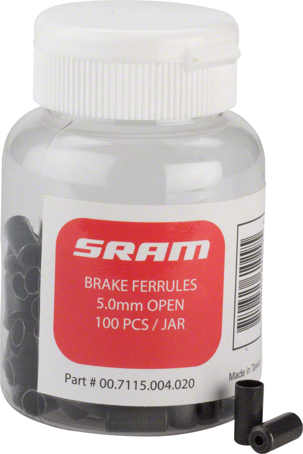 SRAM 5mm Brake Cable Housing Ferrules Black 100-count Jar SRAM 5mm Brake Cable Housing Ferrules Black 100-count Jar