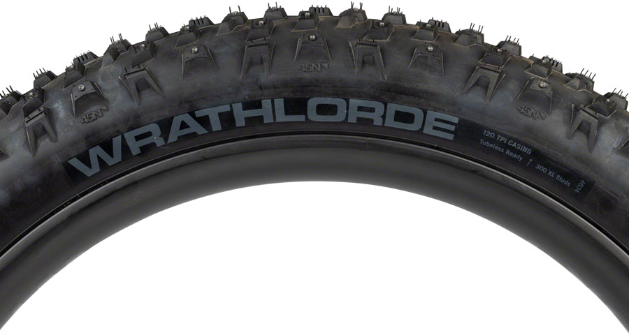 45NRTH Wrathlorde Studded Tire - Tubeless, Folding, Black, 120 TPI, 300 XL Concave Studs - Image 3