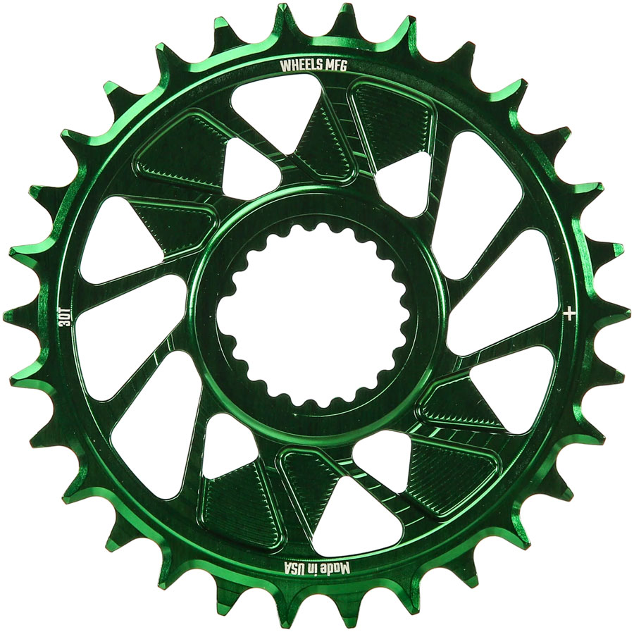 Wheels Manufacturing Direct Mount Chainring - 30t Shimano Direct Mount 1.5mm Outboard Offset HG+ Chain Compatible Green Wheels Manufacturing Direct Mount Chainring - 30t Shimano Direct Mount 1.5mm Outboard Offset HG+ Chain Compatible Green