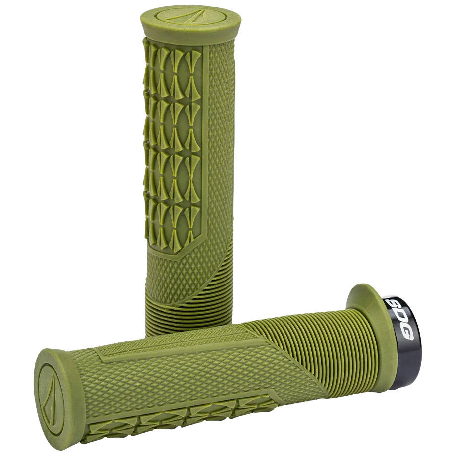 SDG Thrice OC Lock-On MTB Grips - Olive Green-Black