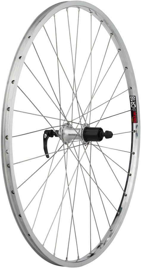 Quality Wheels CR-18 Rear Wheel - 27" QR x 130mm Rim Brake HG 10 Polished/Silver Clincher 32H - Image 2
