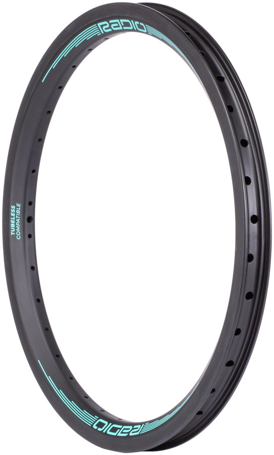 Radio Raceline Solar Carbon Rim - 20" 36h Black/Teal Front Radio Raceline Solar Carbon Rim - 20" 36h Black/Teal Front