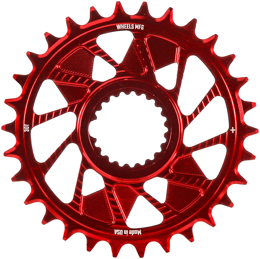 Wheels Manufacturing Direct Mount Chainring - 30t Shimano Direct Mount 1.5mm Inboard Offset HG+ Chain Compatible Red Wheels Manufacturing Direct Mount Chainring - 30t Shimano Direct Mount 1.5mm Inboard Offset HG+ Chain Compatible Red