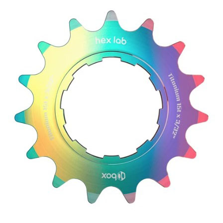 BOX Hex Lab 3/32" CNC Titanium Cogs - Rainbow variant 3