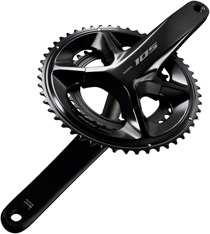 Shimano 105 FC-R7100 Crankset - 12-Speed, 110 Asymmetric BCD Hollowtech II Spindle Interface, Black - Image 8