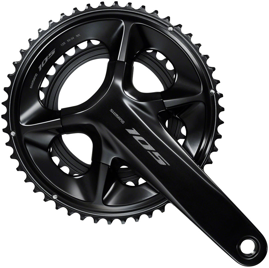 Shimano 105 FC-R7100 Crankset - 12-Speed, 110 Asymmetric BCD Hollowtech II Spindle Interface, Black - Image 16