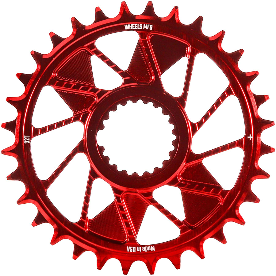 Wheels Manufacturing Direct Mount Chainring - 32t Shimano Direct Mount 1.5mm Inboard Offset HG+ Chain Compatible Red