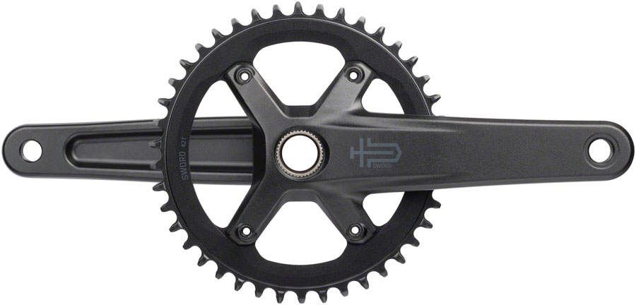 microSHIFT Sword 1x Crankset - 10-Speed, 110 Asym BCD 24mm Spindle, Black