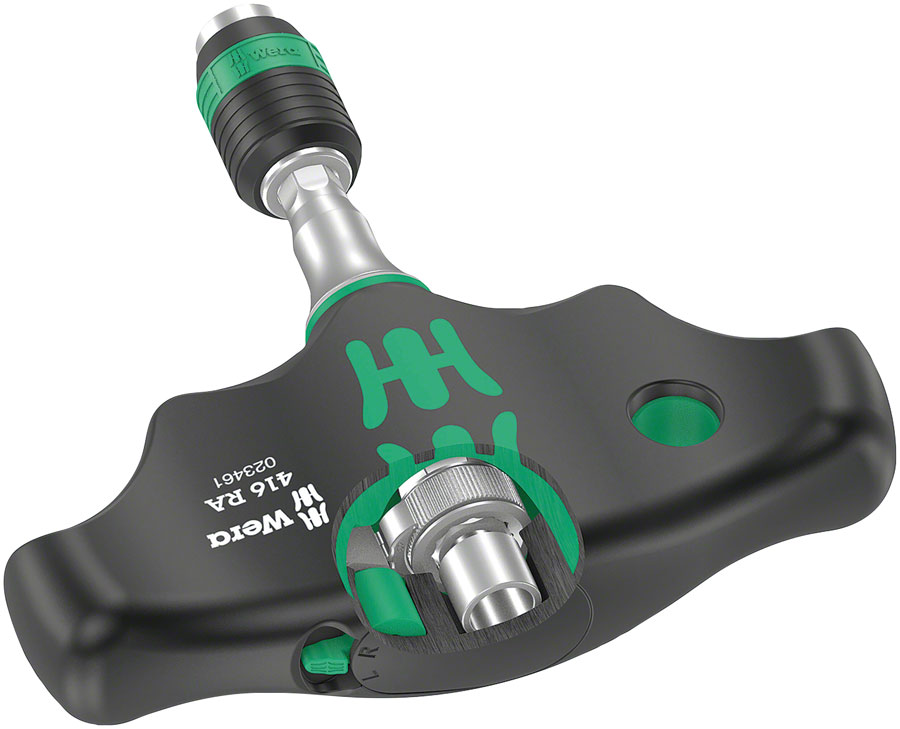 Wera 416 RA T-Handle Screwdriver - Ratchet Function Rapidaptor Quick-Release Chuck
