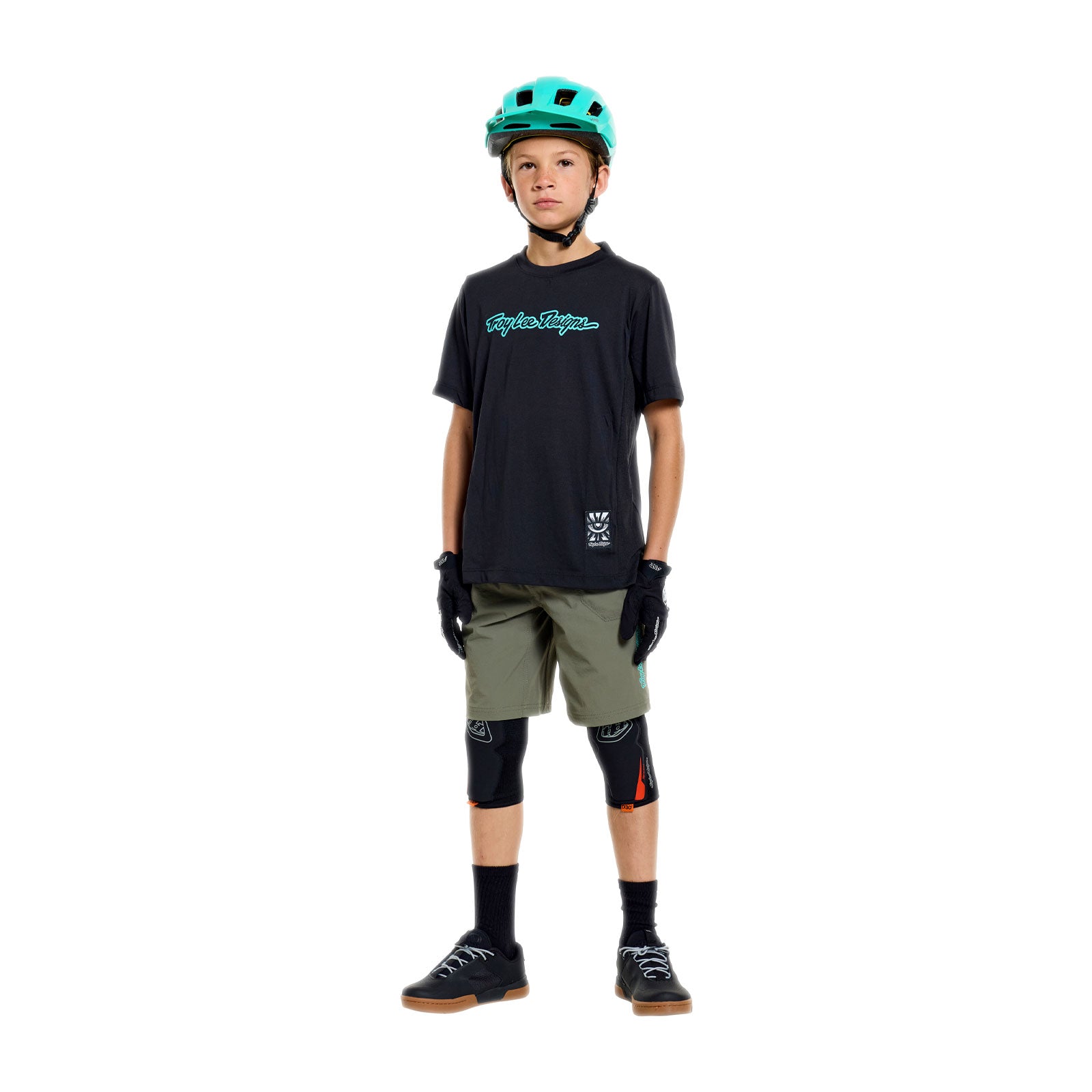 Youth Skyline Ride SS Tee Signature Black / Real Teal - Image 7