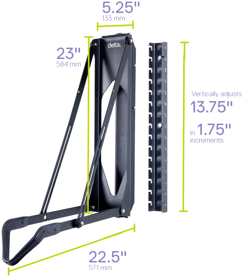 Delta Pivot Wall Mounted Bike Storage Rack - 1-Bike - Image 6