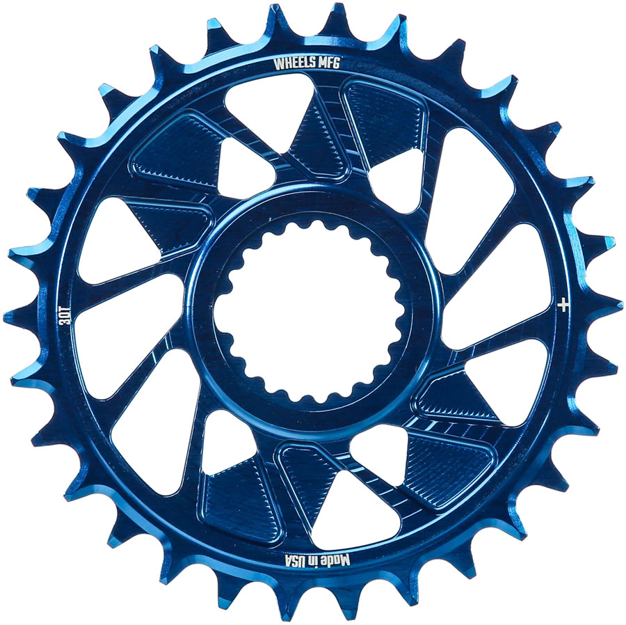 Wheels Manufacturing Direct Mount Chainring - 30t Shimano Direct Mount 1.5mm Outboard Offset HG+ Chain Compatible Blue Wheels Manufacturing Direct Mount Chainring - 30t Shimano Direct Mount 1.5mm Outboard Offset HG+ Chain Compatible Blue