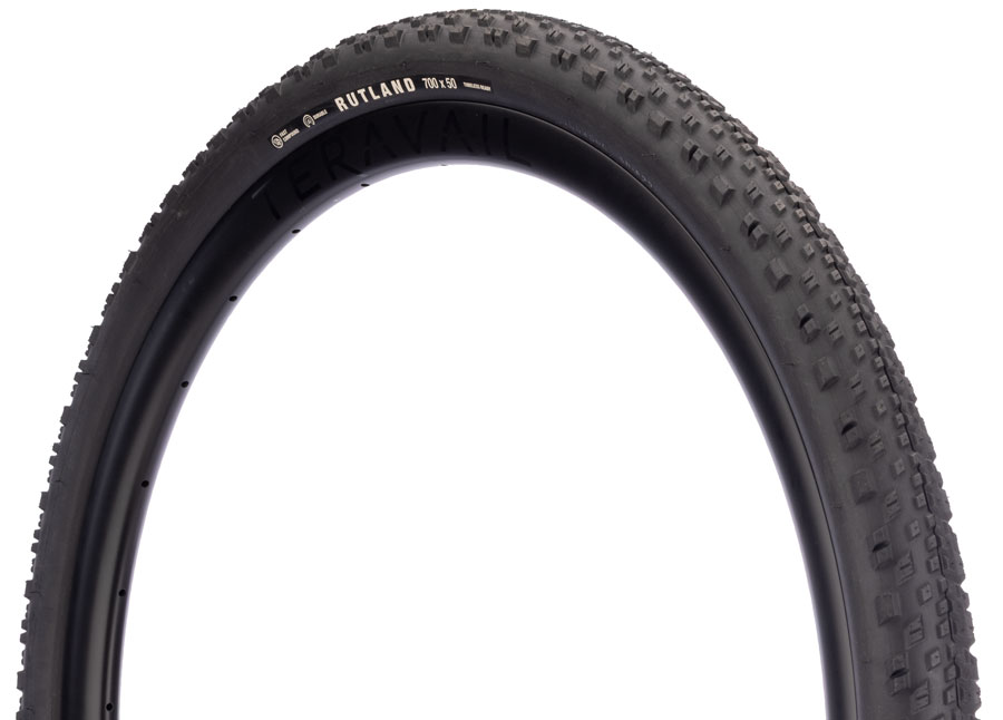 Teravail Rutland Tire - 700 x 50 Tubeless Folding BLK Durable Fast Compound