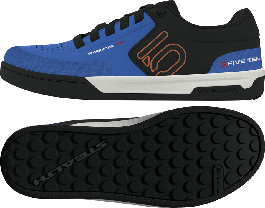 Five Ten Freerider Pro Flat Shoes - Men's Core Black/Pure Orange/Ray Blue - Image 2