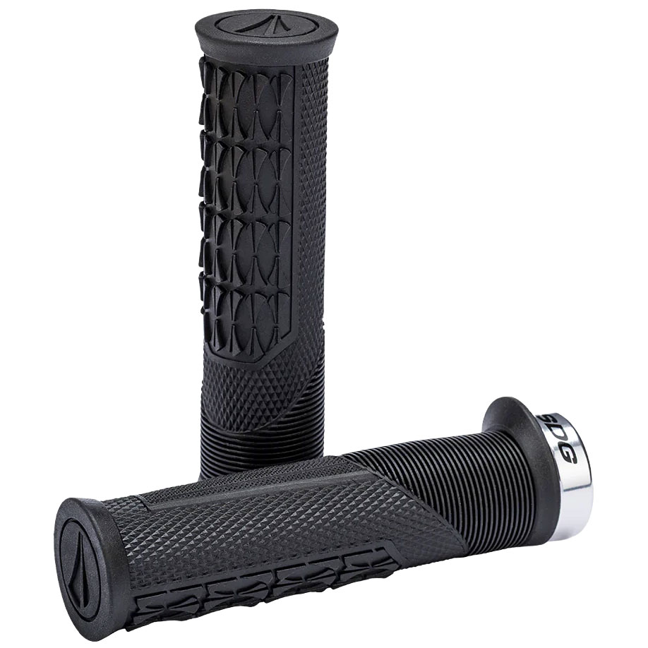 SDG Thrice OC Lock-On MTB Grips - Black-Silver