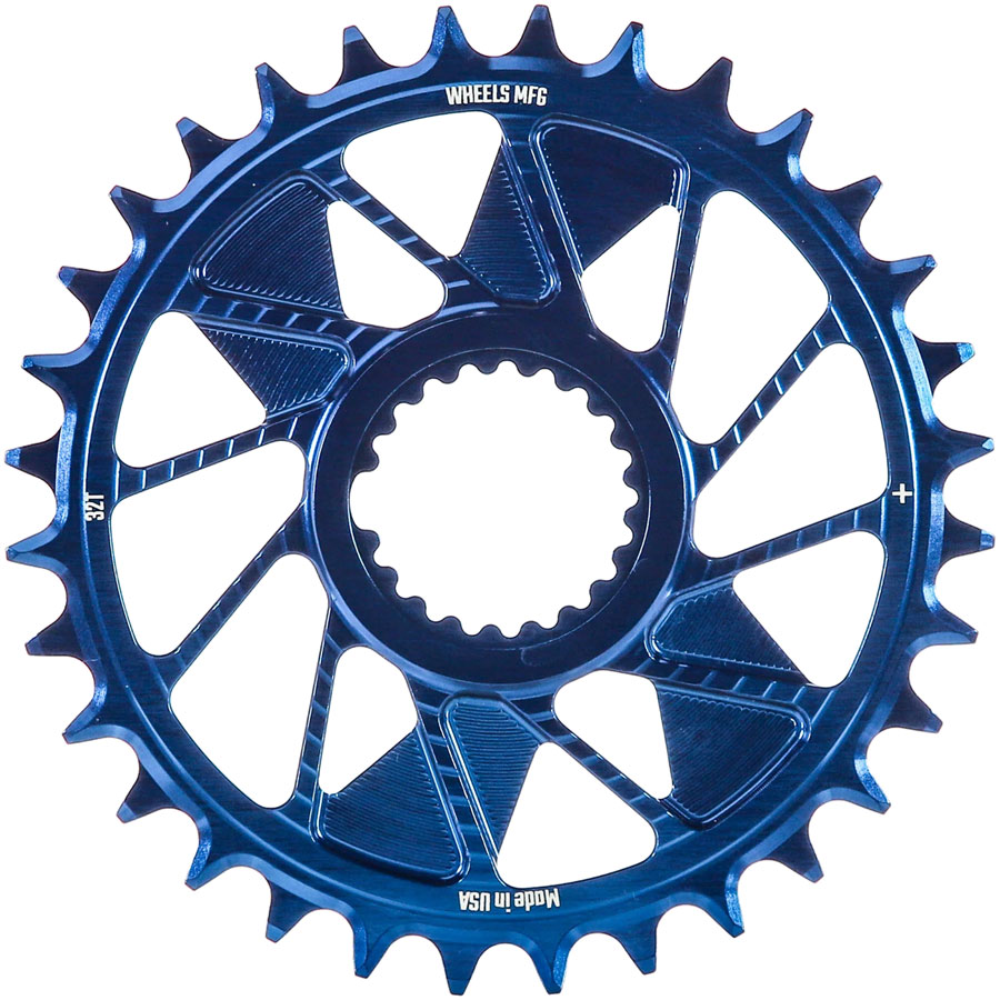 Wheels Manufacturing Direct Mount Chainring - 32t Shimano Direct Mount 1.5mm Inboard Offset HG+ Chain Compatible Blue