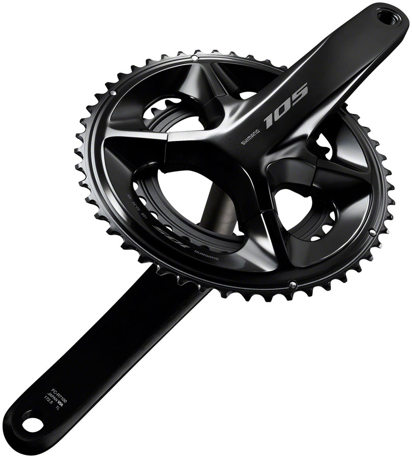 Shimano 105 FC-R7100 Crankset - 12-Speed, 110 Asymmetric BCD Hollowtech II Spindle Interface, Black - Image 17