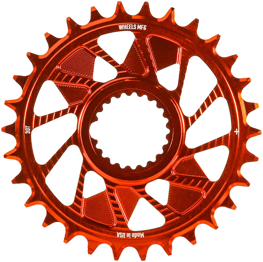 Wheels Manufacturing Direct Mount Chainring - 30t Shimano Direct Mount 1.5mm Inboard Offset HG+ Chain Compatible Orange Wheels Manufacturing Direct Mount Chainring - 30t Shimano Direct Mount 1.5mm Inboard Offset HG+ Chain Compatible Orange