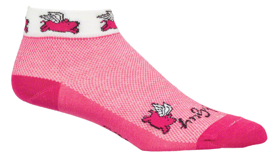 SockGuy Classic Flying Pigs Socks - 1" Pink Women's Small/Medium