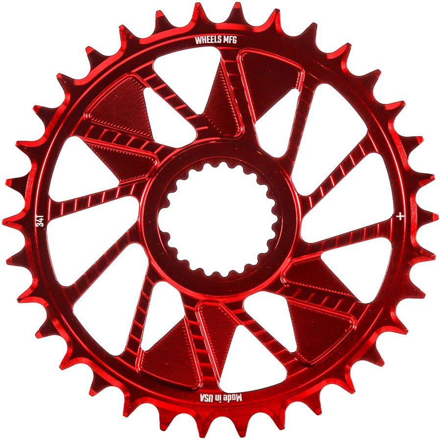 Wheels Manufacturing Direct Mount Chainring - 34t Shimano Direct Mount 1.5mm Inboard Offset HG+ Chain Compatible Red Wheels Manufacturing Direct Mount Chainring - 34t Shimano Direct Mount 1.5mm Inboard Offset HG+ Chain Compatible Red
