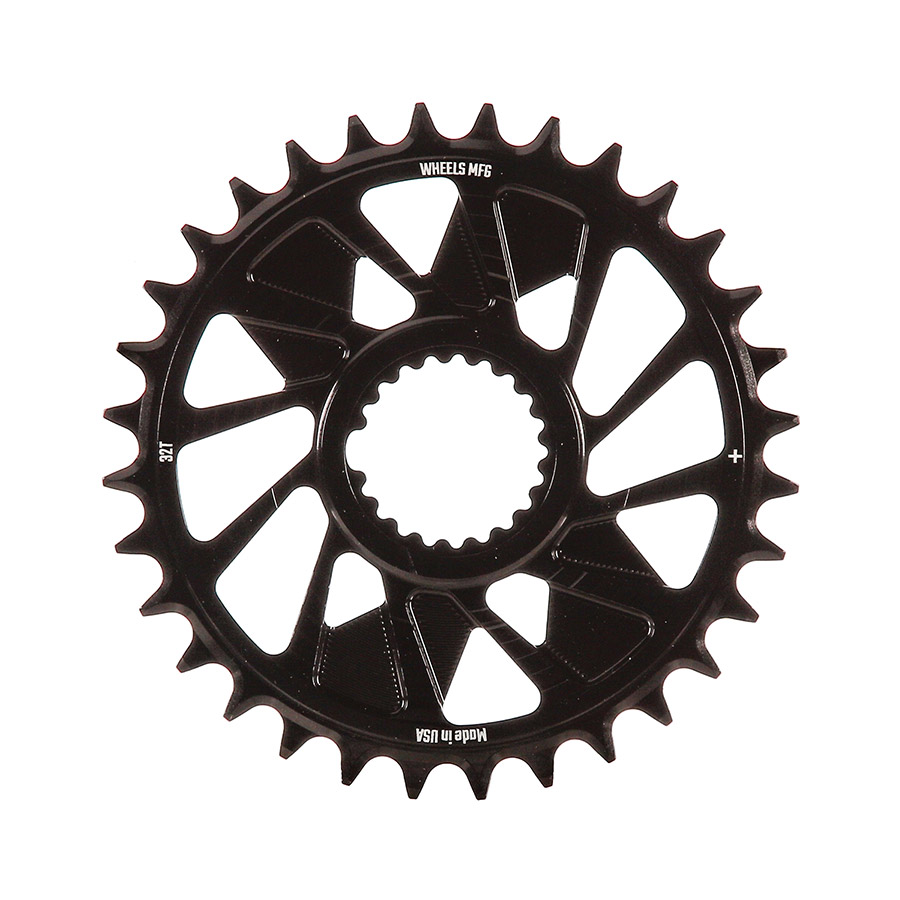 Wheels Manufacturing Shimano DM HG+ Outboard Chainring Teeth: 32 Speed: 12 BCD: Direct Mount Shimano Single 7075 Aluminum Black