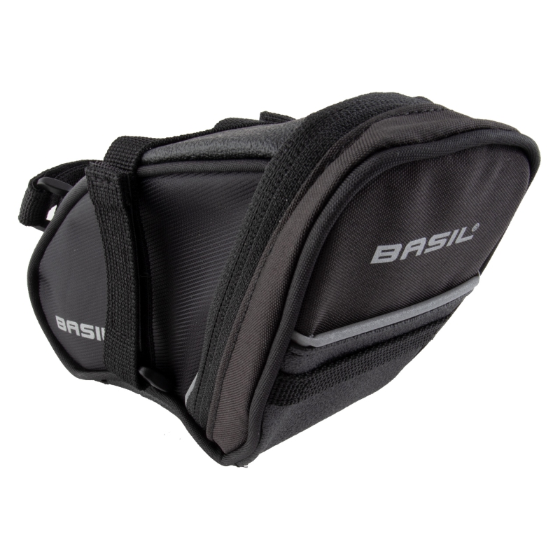 Basil Sport Design Saddle Bag  Velcro Straps 9x2.4x7` 61 c.i. Black