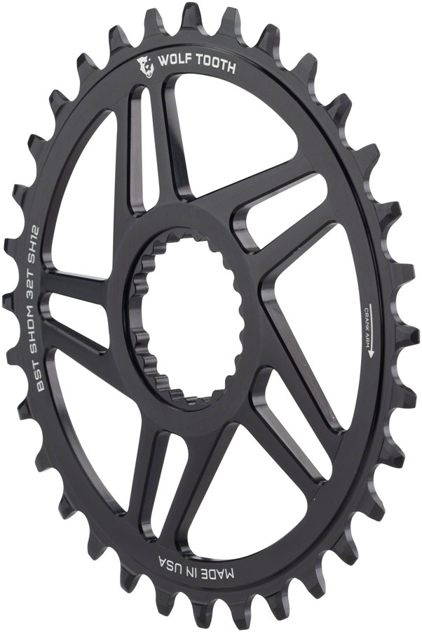 Wolf Tooth Direct Mount Chainring - Shimano Direct Mount For Boost Cranks 3mm Offset Requires 12-Speed Hyperglide+ Chain, Black