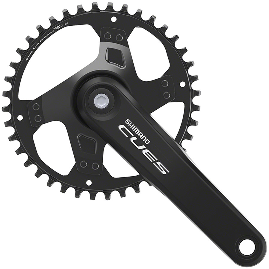 Shimano CUES FC-U4000-1 Crankset - 9/10/11-Speed, Riveted Square Taper JIS Spindle Interface, Black variant 2