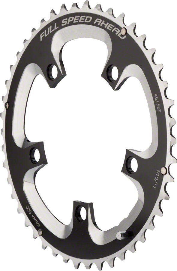 Full Speed Ahead Super Road Chainring - 46t 110 BCD 5-Bolt Aluminum N11 BLK/Silver