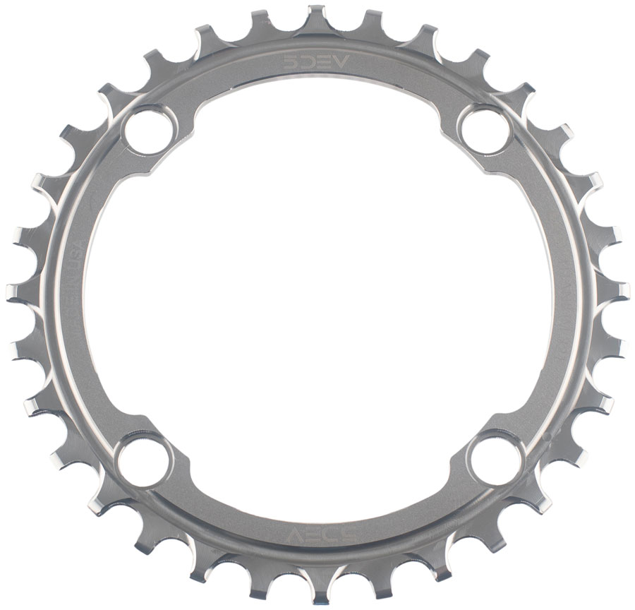 5Dev 104 BCD Titanium Chainrings - Raw/Silver 5Dev 104 BCD Titanium Chainrings - Raw/Silver