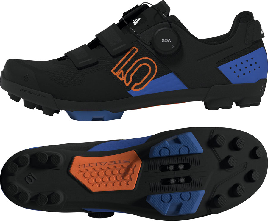 Five Ten Kestrel BOA Mountain Clipless Shoes - Men's Core Black/Pure Orange/Ray Blue - Image 2