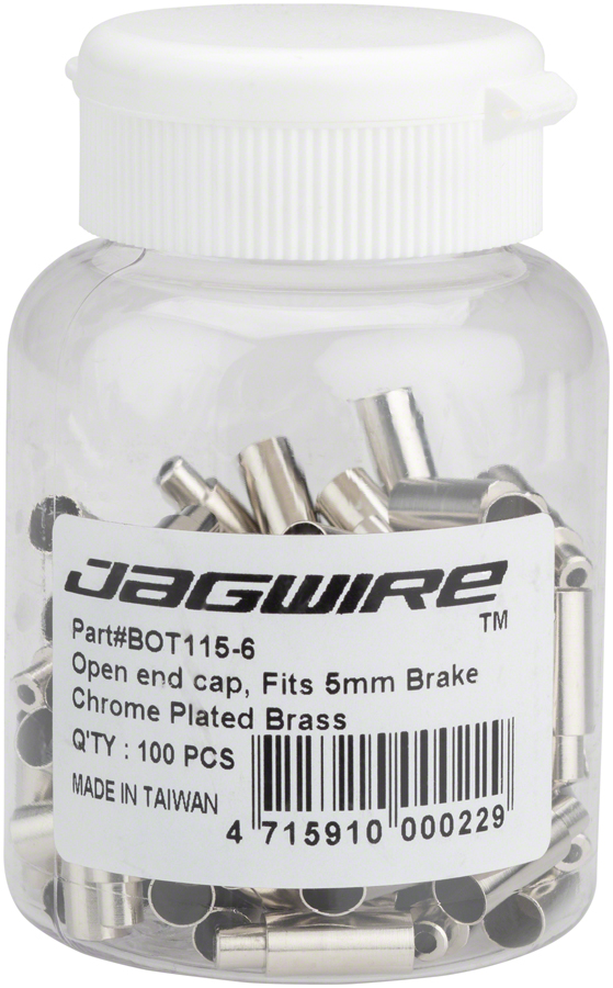 Jagwire 5mm to 4mm Step Down Open End Caps Bottle of 100 Chrome Plated Jagwire 5mm to 4mm Step Down Open End Caps Bottle of 100 Chrome Plated