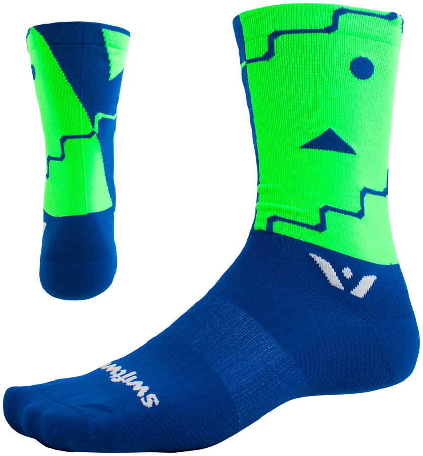 Swiftwick Vision Six Abstract Sock - 6" Blue Medium