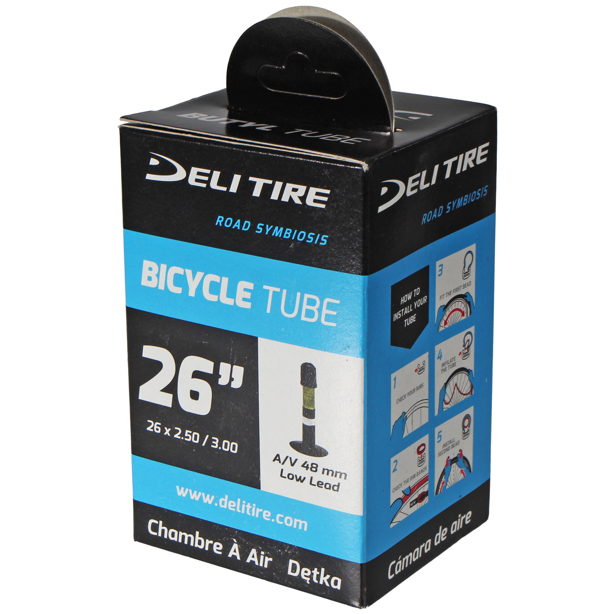 Delium Tire Standard Butyl Tube 26x2.5-3.0" SV 48mm LowLead Ea