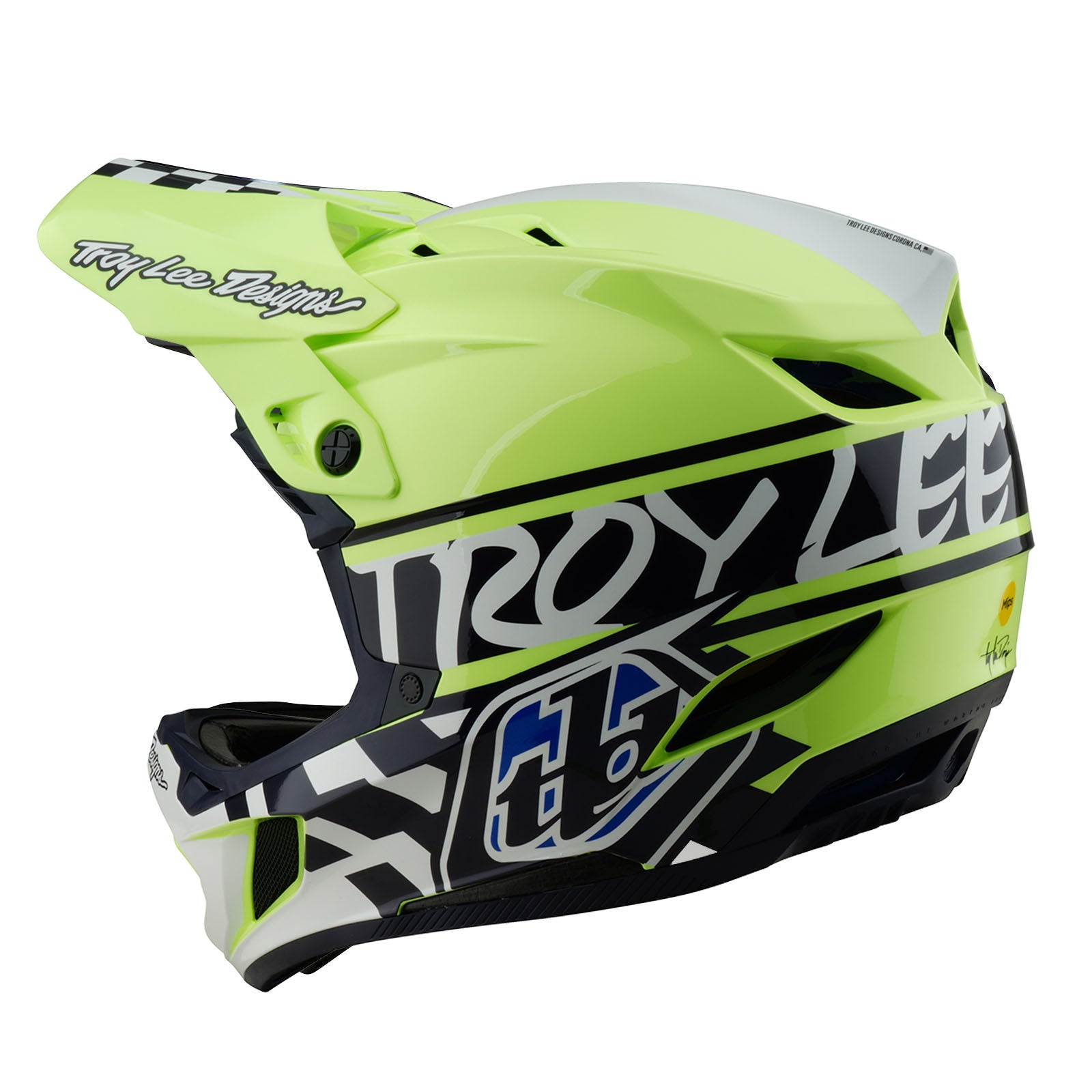 D4 Polyacrylite Helmet Fifty-50 Navy / Glo Yellow - Image 2