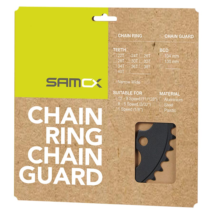 Samox PD-R4-S Chainring Teeth: 38 Speed: 1 BCD: 104 Bolts: 4 Steel Black Samox PD-R4-S Chainring Teeth: 38 Speed: 1 BCD: 104 Bolts: 4 Steel Black