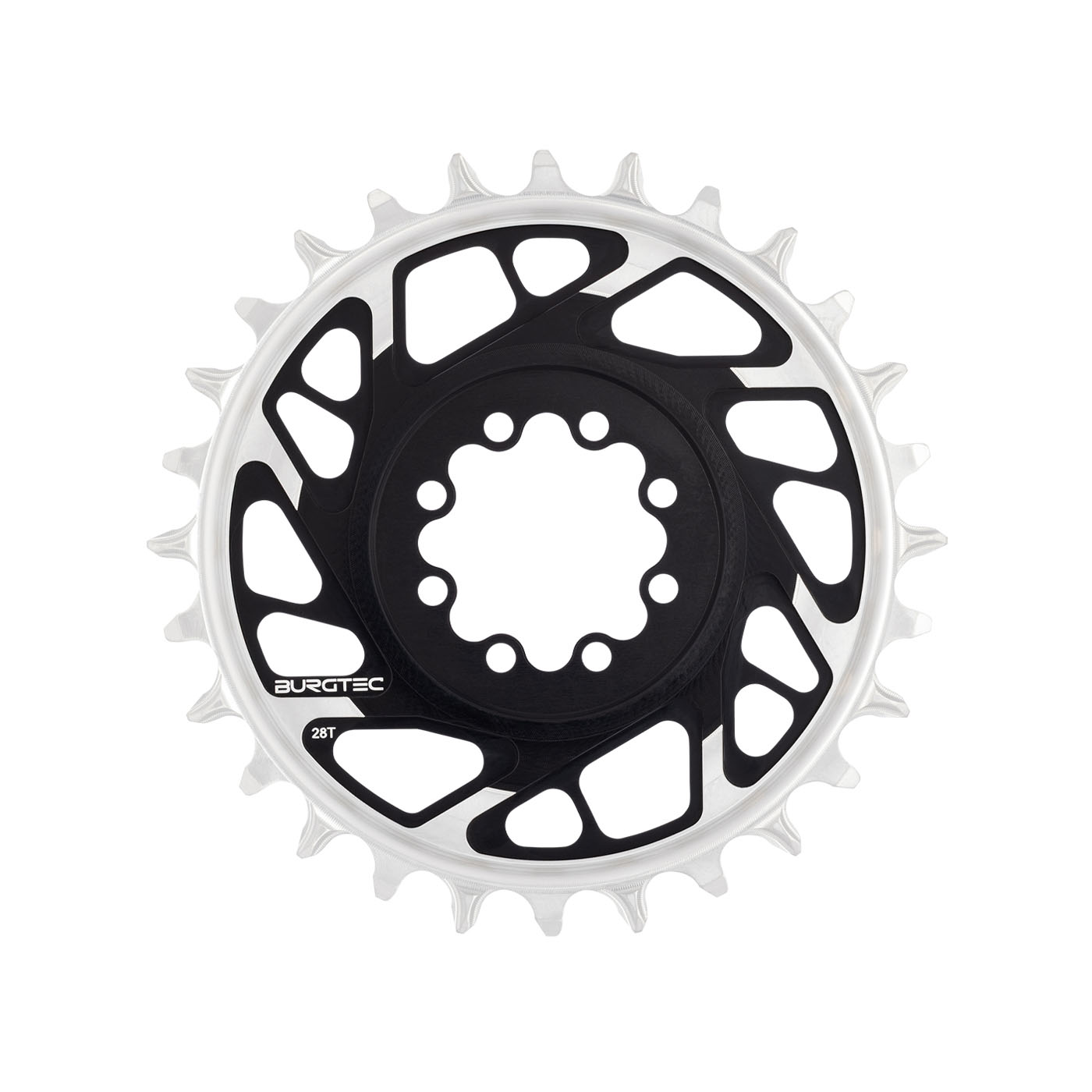 Burgtec 3mm Offset Thick Thin Chainring SRAM 8-Bolt 28T Blk