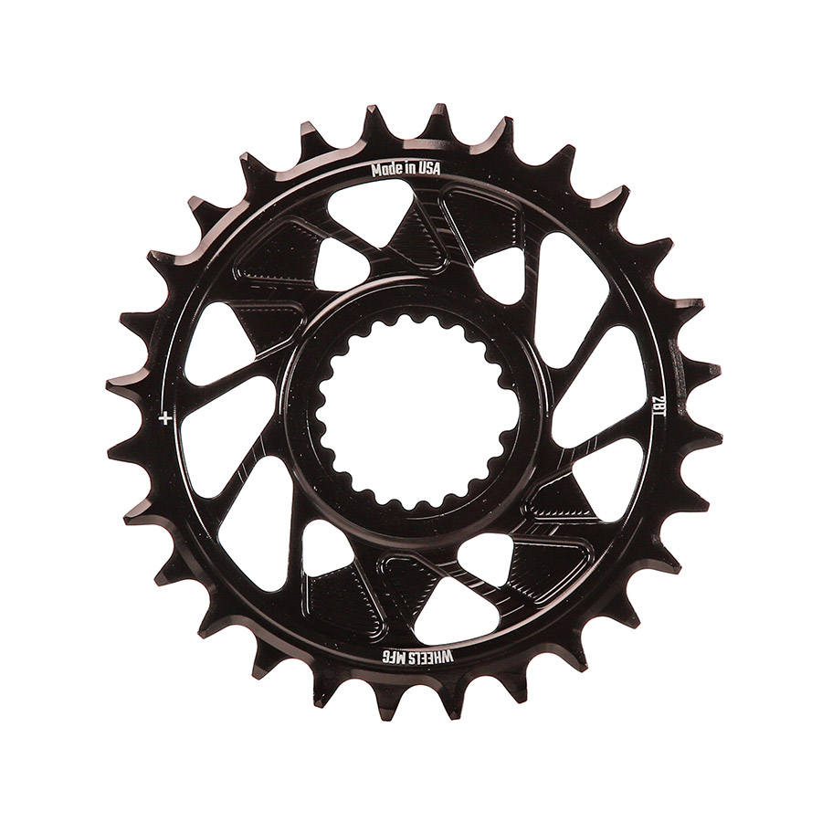 Wheels Manufacturing Shimano DM HG+ Outboard Chainring Teeth: 28 Speed: 12 BCD: Direct Mount Shimano Single 7075 Aluminum Black