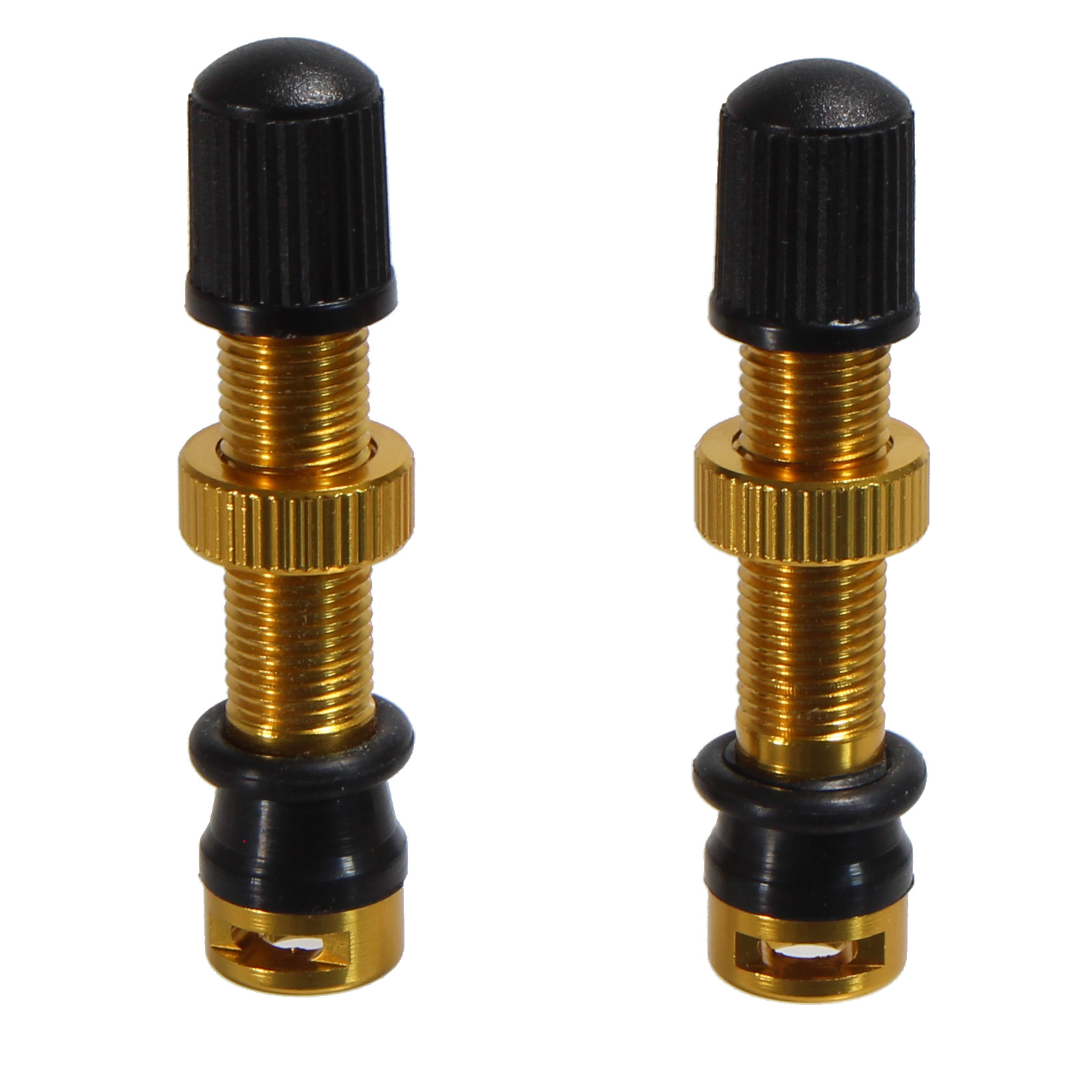 Miles Wide Schrader Valve Stem 44mm Pair - Gold