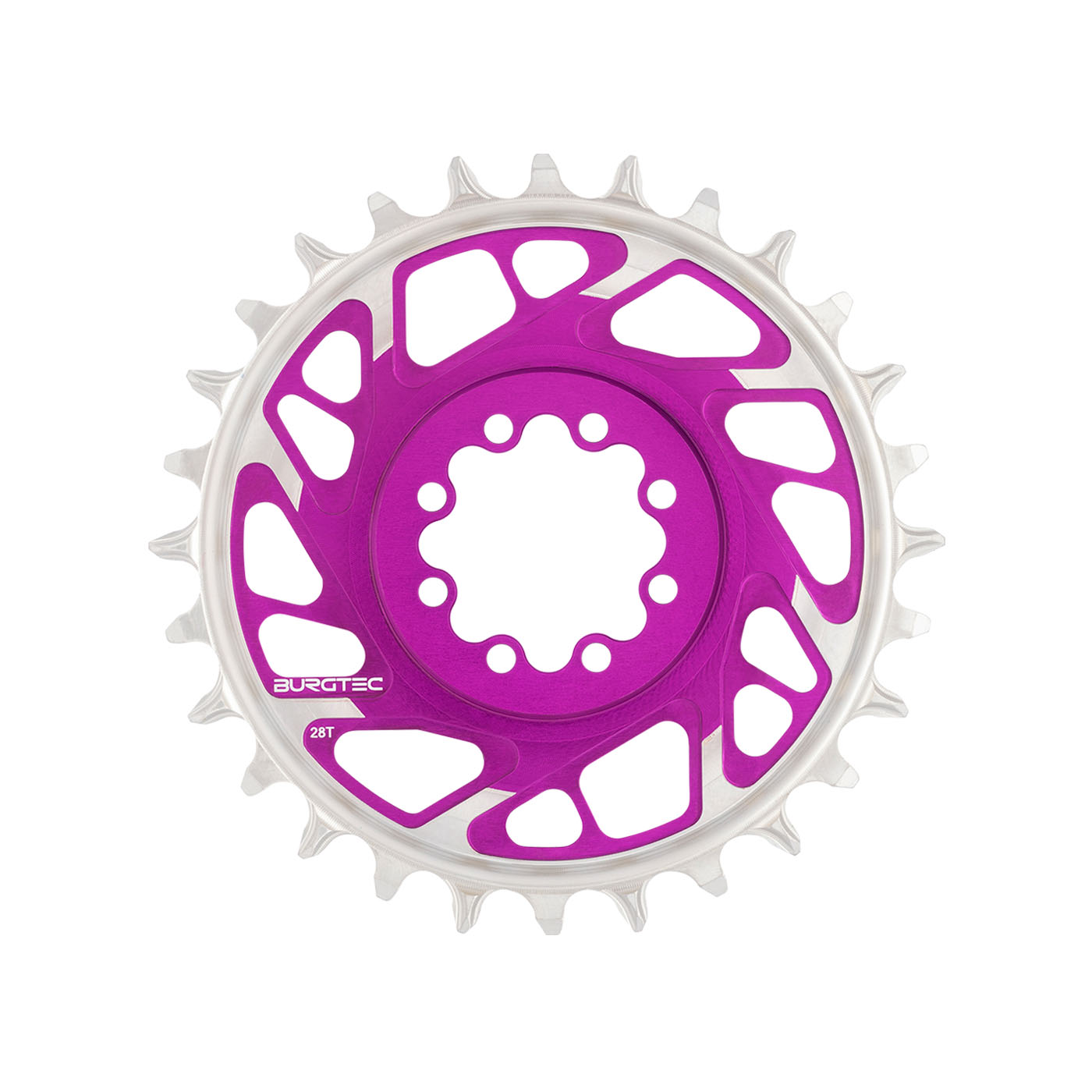 Burgtec 3mm Offset Thick Thin Chainring SRAM 8-Bolt 28T Purp