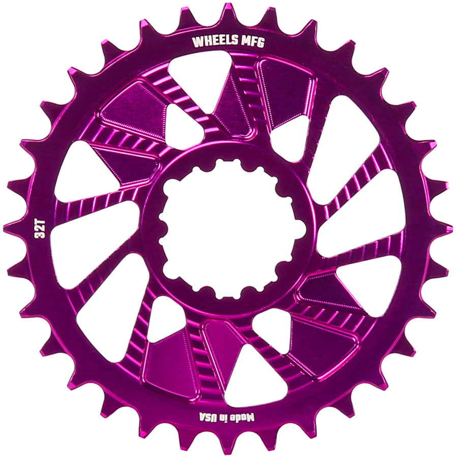 Wheels Manufacturing Direct Mount Chainring - 32t SRAM 3-Bolt Direct Mount 3mm Offset T-Type Chain Compatible Purple