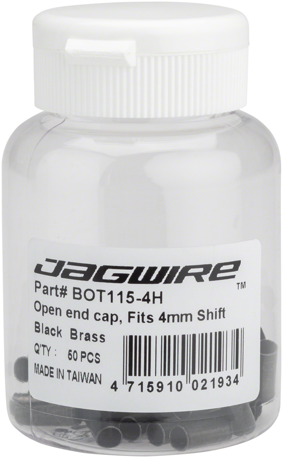 Jagwire 4mm Open Brass End Cap Bottle of 50 Black Jagwire 4mm Open Brass End Cap Bottle of 50 Black