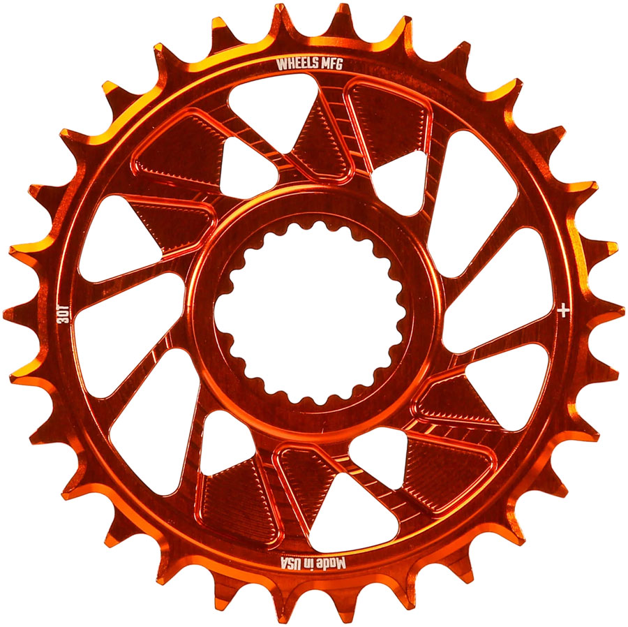 Wheels Manufacturing Direct Mount Chainring - 30t Shimano Direct Mount 1.5mm Outboard Offset HG+ Chain Compatible Orange Wheels Manufacturing Direct Mount Chainring - 30t Shimano Direct Mount 1.5mm Outboard Offset HG+ Chain Compatible Orange