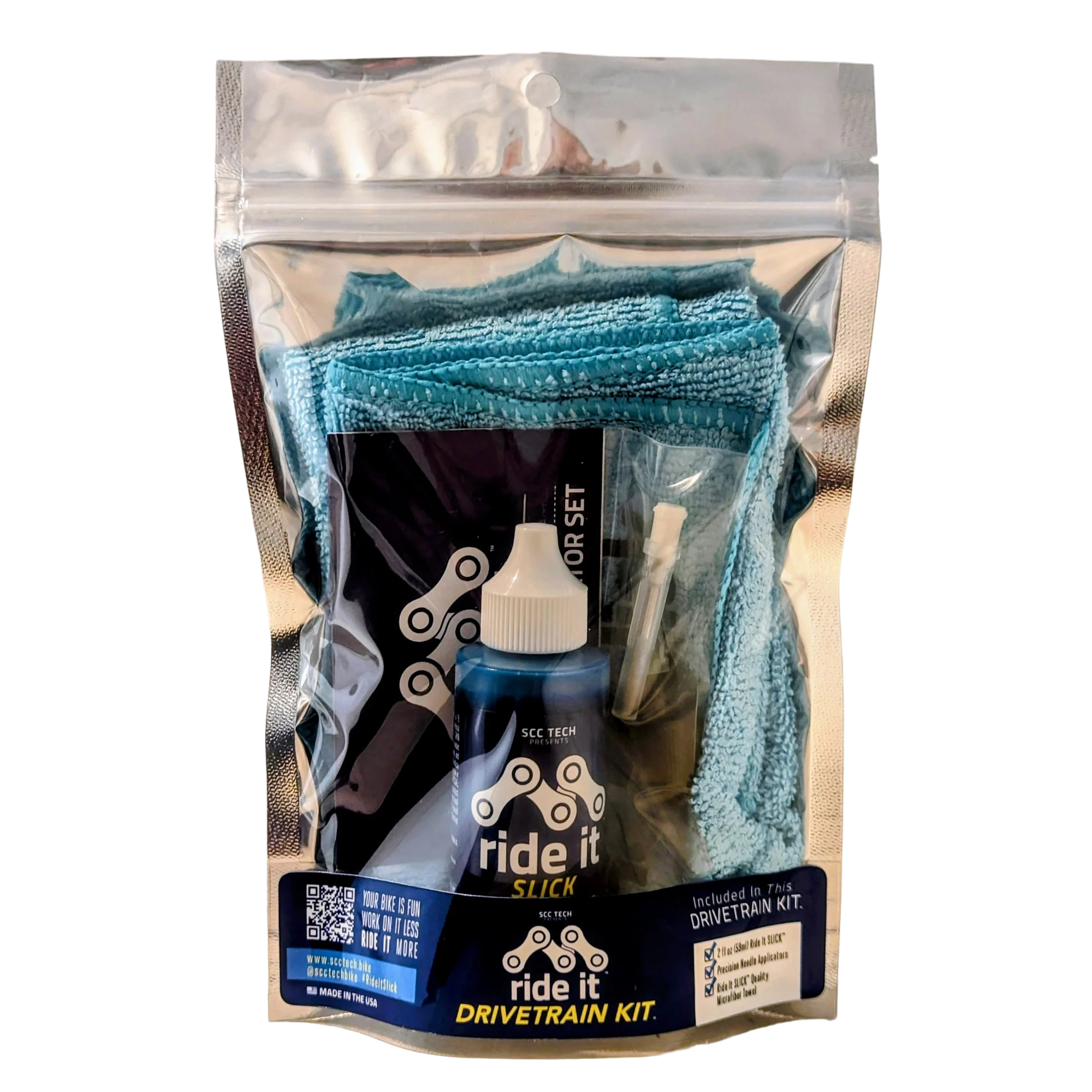 Ride It by SCC Tech Slick Drivetrain Treatment Kit 2oz/Applicator/Towel Ride It by SCC Tech Slick Drivetrain Treatment Kit 2oz/Applicator/Towel