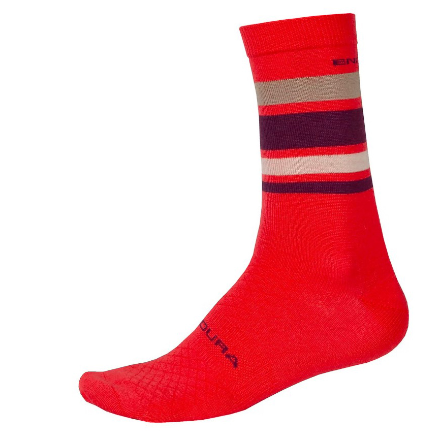 Endura BaaBaa Merino Stripe Sock Pomegranate L/XL Endura BaaBaa Merino Stripe Sock Pomegranate L/XL